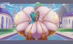 anthro bikini butt_expansion dat_ass dumptruck_ass fraydwagon gigantic_ass gigantic_breasts horn horny_face my_little_pony naughty_face princess_celestia tiara white_skin wings