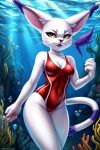 1girl ai ai_generated bandai_namco cartoolover cat_girl digimon feline female gatomon sea solo underwater