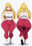 1girl ai_generated ass big_ass big_breasts breasts fundoshilover101 huge_ass rwby tabi_socks yang_xiao_long