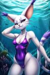 1girl ai ai_generated bandai_namco cartoolover cat_girl digimon feline female gatomon sea solo underwater