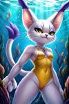 1girl ai ai_generated bandai_namco cartoolover catgirl digimon feline female gatomon sea solo underwater