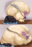 2_girls ass_body colossal_ass cookie obese_female oblivious sitting_on_person