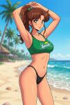  1girl adult_swim alluring athletic_female beach bikini bishoujo_senshi_sailor_moon bishoujo_senshi_sailor_moon_r bishoujo_senshi_sailor_moon_r_the_movie bishoujo_senshi_sailor_moon_s bishoujo_senshi_sailor_moon_s_the_movie bishoujo_senshi_sailor_moon_supers bishoujo_senshi_sailor_moon_supers_the_movie brown_hair cleavage dario fit_female green_eyes makoto_kino medium_breasts ocean pin_up posing sprite_(company) toei_animation toonami under_boob viz_media 