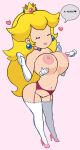 1girls alternate_version_available areola big_breasts black_eyes blonde_hair breast_lift breast_poke breasts cassettedream choker closed_eyes clothing crown dialogue digital_media_(artwork) disembodied_hands dream-cassette earrings elbow_gloves english_text female garter_belt gloves grabbing_own_breast high_heels hoshime hourglass_figure jewelry lingerie long_hair mario_(series) nintendo nipple_stimulation nipple_tweak nipples nude nude_female poking princess_peach pussy pussy_juice royalty solo sphere_earrings spoken_heart standing stockings super_mario_bros. teeth teeth_showing text thighhighs topless vaginal_juices very_long_hair wide_hips