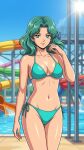  1girl adult_swim alluring bikini bishoujo_senshi_sailor_moon bishoujo_senshi_sailor_moon_s bishoujo_senshi_sailor_moon_s_the_movie bishoujo_senshi_sailor_moon_supers bishoujo_senshi_sailor_moon_supers_the_movie cleavage dario medium_breasts michiru_kaiou pin_up swimming_pool teal_eyes teal_hair toei_animation toonami viz_media water_park water_slide waterpark waterslide 
