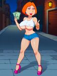  crop_top erect_nipples_under_clothes family_guy fishnet_pantyhose huge_breasts lois_griffin micro_shorts ready_to_fuck whore 