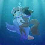 1:1 1girl 1nonbinary air_bubble alligator alligatorid ambiguous_gender anthro arm_around_partner bedroom_eyes biped black_hair breasts brown_body canid canine carrying_another carrying_partner choker choker_only crocodilian diving_gear duo eye_contact female female/ambiguous fluffy_(artist) fluffy_tail fox hair high_res jewelry looking_at_another mammal narrowed_eyes necklace necklace_only nipples non-mammal_breasts non-mammal_hair non-mammal_nipples nonbinary_(lore) nude original overweight overweight_ambiguous overweight_anthro pusszone reptile scalie seductive short_hair slim_female small_breasts snorkel_in_mouth snorkeling tail thick_tail thick_thighs underwater water wide_hips