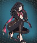  1980s 1980s_(style) 1girl 1girl 1girl 1girls 80s bayonetta bayonetta_(character) bayonetta_(series) breasts female_focus female_only female_solo glasses high_heels nintendo platinum_games platinumgames r3dfive sega smile solo_female solo_focus squatting twitter video_game_character video_game_franchise video_games wavy_hair 