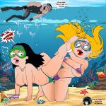  1boy 20th_century_fox 20th_century_studios 2girls american_dad breasts crossover disney family_guy female francine_smith glenn_quagmire hayley_smith incest male mother_&amp;_daughter normal9648 underwater yuri 