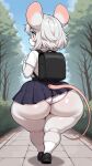  1girl 1girl ai_generated animal_ears animal_tail anthro anthro_female anthro_focus anthro_only back_view backpack behind_view bottom_heavy bottom_heavy_female breedable breedable_hips circular_glasses collared_shirt cub cub_female fat_ass female_anthro female_cub female_focus female_only flat_chested footwear fuckable fuckable_ass fuckable_butt furry furry_female furry_only glasses huge_ass huge_thighs large_ass large_thighs medium_hair mouse mouse_ears mouse_girl mouse_tail outside outside panties plappable plappable_ass plappable_butt pleated_skirt rear_view red_eyes round_eyewear round_glasses school_bag school_girl school_uniform schoolgirl schoolgirl_uniform shirt shoes short_skirt short_sleeved_shirt short_sleeves skirt small_breasts small_breasts socks solo_anthro solo_female solo_focus tagme tail thick_ass thick_thighs viewed_from_behind walking white_fur white_hair wide_hips 