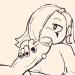  1girl 1girls areola breasts breasts_out earrings hair_over_one_eye holding_penis lis_(mixka_li) long_sleeves mime mixka_li monochrome moon_earrings nipples oral simple_background stockings sweater_up turtleneck twitter_user_oc uncolored 