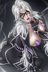  1girl big_breasts black_cat black_cat_(marvel) black_cat_(marvel_rivals) bubble_butt cleavage felicia_hardy green_eyes horny inviting_to_sex marvel marvel_comics marvel_rivals pose sitting spider-man_(series) teasing thick_thighs white_hair wtparadise 