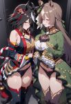  2_girls ai_art ai_generated artist_request background black_clothes black_hair black_legwear black_panties blush blushing_at_viewer blushing_female breasts breasts_window brown_hair brown_legwear covered_hands covering_breasts dress dress_lift expecting_sex green_dress green_ribbon hands_on_skirt horse_ears horse_girl kitasan_black_(umamusume) legwear lifted_by_self lifting_skirt long_hair looking_at_viewer looking_pleasured panties phant708 red_clothes ribbon ribbons satono_diamond_(umamusume) seductive seductive_eyes seductive_look seductive_pose seductive_smile short_hair thick_thighs thighs traditional_clothes two_girls umamusume umamusume_pretty_derby white_skin 