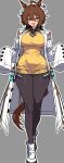  1girl 37bannai :d agnes_tachyon_(umamusume) ai_generated animal_ears big_breasts blush breasts clothed clothed_female hips horse_ears horse_girl horse_tail lab_coat light-skinned_female light_skin open_mouth smile standing thick_thighs thighs umamusume umamusume_pretty_derby wide_hips 