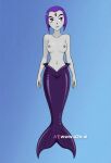 1girl ai_generated female mermaid mermaid_girl mermaid_tail nude raven_(dc) raven_(teen_titans) solo teen_titans topless topless_female underwater