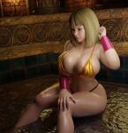  1girl big_breasts bikini blonde_hair blue_eyes bubble_butt cleavage cursedmadara horny inviting_to_sex naruto naruto_(series) naruto_shippuden pose samui samui_(naruto) sitting swimsuit teasing thick_thighs 