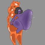 1boy 1futa abdominal_bulge ahoge anthro anthro_only black_hair blue_eyes closed_eyes cumflated cumflated_belly cumflation cyclops edu_creador_0 eyelashes eyes_rolling_back futanari gelith_(edu_creador_0) heart-shaped_pupils inflation mega_(megamor) nude pleasure_face purple_body purple_skin sex shorts simple_background size_difference slime sweat sweatdrop sweating thighs