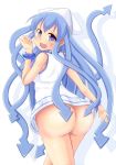 1girl ass blue_eyes blue_hair chuuten_(tyuuten) high_res huge_ass ikamusume shinryaku!_ikamusume tentacle wristband