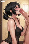 1boy 1girl 1girl 1girls ahegao ai_generated ashley_graves black_camisole black_hair blush breasts camisole clothed_female_nude_male cum cum_on_face fellatio fellatio female_focus fit fit_female handjob hetero high_res high_resolution indoors licking licking_penis looking_at_another looking_up masturbation medium_breasts messy_hair naughty_face nude_male open_mouth oral penis penis_grab penis_on_face petite pink_eyes ponytail projectile_cum rolling_eyes shiny shiny_skin short_hair short_ponytail solo_focus sweat sweatdrop testicle the_coffin_of_andy_and_leyley tongue tongue_out xsinsai