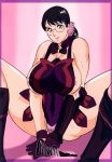  big_breasts breasts cattleya glasses gloves highres large_breasts milf panties queen&#039;s_blade queen's_blade rippadou sitting smile underwear 