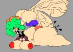 1boy 1girl 1girls abs ahoge ambiguous_penetration areola armwear balls big_balls big_breasts big_penis big_testicles blush boss_(thelittlenerdys) breasts brown_hair closed_eyes collar furry g_l4mb horns huge_breasts huge_cock huge_penis legwear long_sleeves lying lying_on_stomach multicolored_hair nipples nude nude_female nude_male oc piercing pubic_hair scarf sex sheep shortstack size_difference smaller_male spiked_collar testicle thick_thighs thighs toyton_(g_l4mb) twitter_user_sona veiny_cock veiny_penis white_skin wide_hips