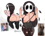 1girl 1girls areola ass ass_out big_ass breasts brown_hair clothing colored fat_ass hispanic_youtuber huge_ass kasthiarrtic long_hair mask masked masked_female neckline nipple_bulge nipples real_person reference_image simple_background sketch torn_clothes torn_pants white_skin xiaro xiaro_(irl) youtube_hispanic youtuber