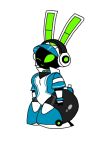  1girl 1girl cute headphones project_turboblast rabbit rabbit_ears robot robot_girl shortstack tempo_(project_turboblast) thick_ass thick_thighs wink 