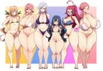  100_kanojo ai_generated areolae_visible_through_bikini bare_thighs bikini black_hair blush breasts_bigger_than_head brown_eyes closed_eyes cyan_eyes eiai_nano embarrassed flower_in_hair gigantic_breasts glasses golden_bikini green_eyes hair_bun hair_ribbon hanazono_hahari hanazono_hakari huge_areolae huge_breasts huge_thighs inda_karane kimi_no_koto_ga_dai_dai_dai_dai_daisuki_na_100-nin_no_kanojo long_hair massive_breasts mature_female micro_bikini milf multiple_girls nipples_visible_through_bikini orange_hair pigtails pink_hair ponytail red_eyes red_hair short_hair silver_hair small_breasts smile squatting sweat sweatdrop the_100_girlfriends_who_really_really_really_really_really_love_you thick_body thick_female thick_thighs thighs yakuzen_kusuri yoshimoto_shizuka 