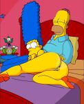  anus ass deepthroat erect_penis fellatio homer_simpson marge_simpson nude shaved_pussy the_simpsons thighs 
