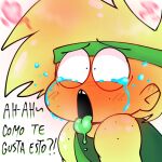 1boy ahegao ahegao_face blush broz_boyz broz_boyz_go cringe freckles gay_male moaning oc ocs original_character original_characters spanish spanish_dialogue spanish_text tongue_out xd zlayway_(miles)