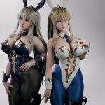 2_girls 2girls artoria_pendragon artoria_pendragon_(alter) artoria_pendragon_(alter)_(swimsuit_rider) artoria_pendragon_(fate) artoria_pendragon_(lancer) artoria_pendragon_(lancer_alter) artoria_pendragon_(swimsuit_ruler) artoria_pendragon_(swimsuit_ruler)_(fate) big_breasts blonde_hair brown_eyes bubble_butt bunny_costume bunny_ears bunny_suit bunnysuit cleavage fate/grand_order fate_(series) green_eyes horny inviting_to_sex looking_at_viewer pose ryanreos standing teasing thick_thighs