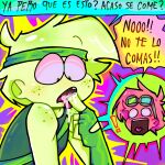 broz_boyz broz_boyz_go comic confused eating_cum freckles hackzack_(zack) neon_colors oc ocs original_character original_characters spanish spanish_dialogue spanish_language spanish_text surprised surprised_expression xd yaoi zlayway_(miles)