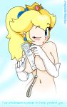  between_breasts big_breasts blush breasts cleavage controller_masturbation food fruit irregular_fetishes large_breasts masturbation nintendo paizuri peach penis princess_peach super_mario_bros. topless wii wiimote 