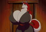 1girl ai_generated dog dress hyper_breasts jenna_(balto) siberian_husky