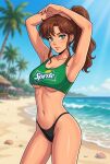 1girl adult_swim alluring athletic_female beach bikini bishoujo_senshi_sailor_moon bishoujo_senshi_sailor_moon_r bishoujo_senshi_sailor_moon_r_the_movie bishoujo_senshi_sailor_moon_s bishoujo_senshi_sailor_moon_s_the_movie bishoujo_senshi_sailor_moon_supers bishoujo_senshi_sailor_moon_supers_the_movie brown_hair cleavage dario fit_female green_eyes makoto_kino medium_breasts ocean pin_up posing sprite_(company) toei_animation toonami under_boob viz_media
