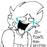 1boy ahegao_face bluuzick_(kevin) broz_boyz broz_boyz_go cringe crying crying_with_eyes_open doodle monochrome oc original_character sketch spanish spanish_dialogue spanish_text text tongue_out