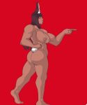 1girl areola ass boobs breasts brown_body brown_hair brown_skin bunny_ears bunny_girl bunny_tail bunnyblasty dark-skinned_female dark_skin jezlez1 kemonomimi latam_virtual_youtuber long_hair muscular muscular_female nipples nude nude_female red_eyes sideboob simple_background thighs vtuber