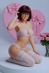  ass bra glasses kneel panties scooby-doo smiling_at_viewer stockings thighs velma_dinkley 