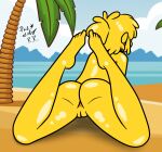 1girl ass back bare_back barefoot beach big_ass blonde_female blonde_hair cartoon_network cloud completely_nude completely_nude_female day feet female_only female_solo from_behind full_body g-lo_(villainous) heroine legs legs_up lying lying_on_stomach nude nude_female ocean on_stomach outdoor_nudity outside palm_tree ponytail pussy robert_rose_(philelmago) sand shadow short_hair sky slime slime_girl spread_legs superheroine thighs tied_hair tree uncensored villainous water yellow_skin