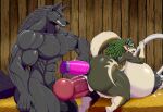 1girl ai_generated anal_penetration bigger_male dildo double_penetration duo eric_(wolf2012) genderswap hyper_breasts male milking milking_machine muscular_male vaginal_penetration vaginal_sex wolf wolf_link