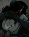 alma_wade ass big_penis black_hair blood blood_on_leg bottomless bottomless_male carrying carrying_partner character_request copyright_request dress dress_lift f.e.a.r. f.e.a.r._2 folded gauntlets ghost ghost_girl gloves grey_skin helmet hugging hugging_partner japanese_text long_dress long_hair looking_at_viewer looking_back military military_uniform mosaic_censoring open_mouth pale-skinned_female pale_skin panties panties_aside ponpu red_dress red_shirt sidelocks signature spread_legs t-shirt torn_clothes torn_panties v_legs white_panties yellow_eyes