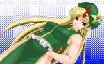 1girl blonde_hair china_dress chinadress chinese_clothes cosplay dress female hat hong_meiling hong_meiling_(cosplay) horn horns hoshiguma_yuugi kyuu_you long_hair muscle pointy_ears red_eyes solo touhou