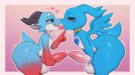  2_horns 4_fingers absurd_res ai_generated anthro balls bandai_namco big_balls big_penis big_tail biped black_claws black_horn black_sclera blue_body bodily_fluids claws digimon digimon_(species) duo eyebrows fan_character fingers french_kissing genital_fluids genitals gold_ring grey_eyes half-closed_eyes heart_(marking) heart_symbol high_res holding_penis horn huge_balls huge_penis kissing kobold leaking_precum long_ears looking_at_another looking_at_partner male male/male marineangemon narrowed_eyes open_mouth open_smile penis precum precum_on_penis red_body saliva saliva_string scalie simple_background smile smiling_at_another smiling_at_partner tail tongue tongue_out white_body white_eyebrows white_eyes wings yiff_ai_(director) 