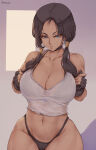  1girl big_breasts black_hair blue_eyes bubble_butt cleavage dragon_ball dragon_ball_super dragon_ball_z horny inviting_to_sex looking_at_viewer pose shexyo standing teasing thick_thighs videl videl_(dragon_ball_super) videl_(dragon_ball_z) videl_(long_hair) videl_(twintails) videl_satan 