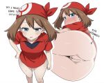  1girl 1girl anus ass bent_over blue_eyes bottomless brown_eyes may_(pokemon) multiple_views nintendo pokemon pussy solo_female 