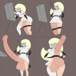 1futa 1girls anger_vein armwear big_balls big_penis big_penis big_testicles blonde_hair breasts breasts brickney_(megamor) brush cube_head dress elbow_gloves eyelashes futanari gloves horsecock horsecock_futa huge_balls huge_cock huge_penis huge_testicles legwear megamor neckline penis penis precum precum_drip precum_on_penis simple_background skindentation stockings veiny_cock veiny_penis yellow_eyes
