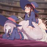  1futa 1girl ai_generated ass_bigger_than_head ass_grab atsuko_kagari balls bare_thighs big_ass big_balls blush brunette cellulite cum cum_explosion cum_inside excessive_cum eyes_rolling_back fat_ass futanari futanari_on_female gigantic_ass grey_body grey_skin hair_over_one_eye huge_balls huge_thighs light-skinned_female light_skin little_witch_academia long_hair massive_ass mochipawg oiled_body oiled_skin orgasm_face pink_eyes pink_hair red_eyes sex sharp_teeth small_breasts smile squatting sucy_manbavaran sweat sweatdrop thick_body thick_female thick_thighs thighs voluptuous voluptuous_female witch_hat 