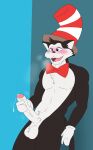 1boy 2d_(artwork) 2d_artwork anthro black_fur blush bow bowtie breath clothing conquestgoddess cum cumshot digital_media_(artwork) dr_seuss dripping drooling erect_penis erection fangs foreskin fur furry furry_male genital_fluids genitals gloves hat headwear huge_penis humanoid_genitalia humanoid_penis large_penis looking_pleasured male male_focus male_masturbation male_only mammal masturbation open_mouth penis precum saliva smile solo sweat sweatdrop tail the_cat_in_the_hat the_cat_in_the_hat_(2026) the_cat_in_the_hat_(character) top_hat two_tone_fur warner_bros warner_bros._animation warner_brothers whiskers white_fur