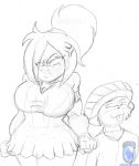  angry anthro big_breasts breasts cute dress furry hat jeffron jenna_shadescale jmy_(character) komodo_dragon lizard looking_down muscle original ponytail raccoon reptile scalie smile tongue 