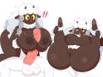 !! 1boy 1girl 2019 anthro balls big_balls big_breasts blush breasts game_freak huge_penis jinu nintendo nipples paizuri penis pokemon pokemon_ss pussy sheep simple_background spread_legs wooloo